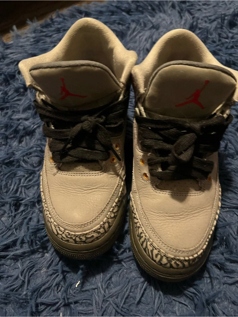 Jordan Grey Elephant Print Sneakers with Orange Eyelets